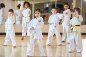Kicks in a karate class