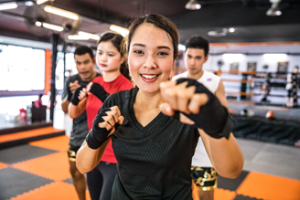 Lady doing kickboxing